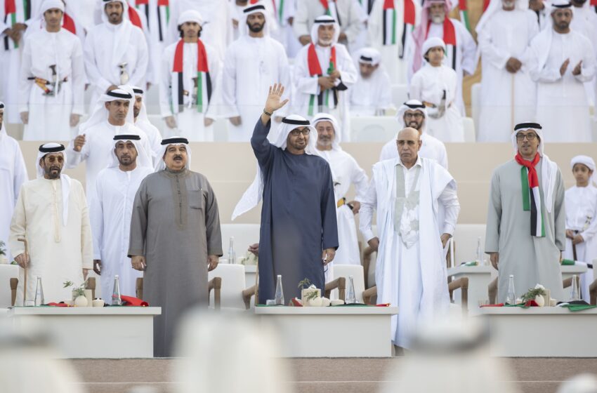  On 52nd Union Day, UAE President, Bahrain King, and Mauritanian President witness March of the Union by tribal members